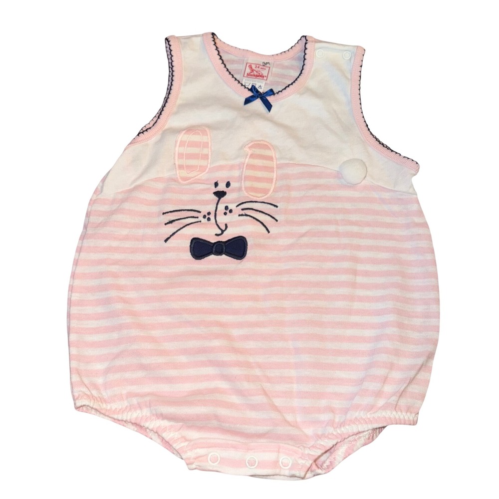Vintage‎ Buster Brown Easter Bunny Bubble Romper Girls 24M Pink Striped USA Made